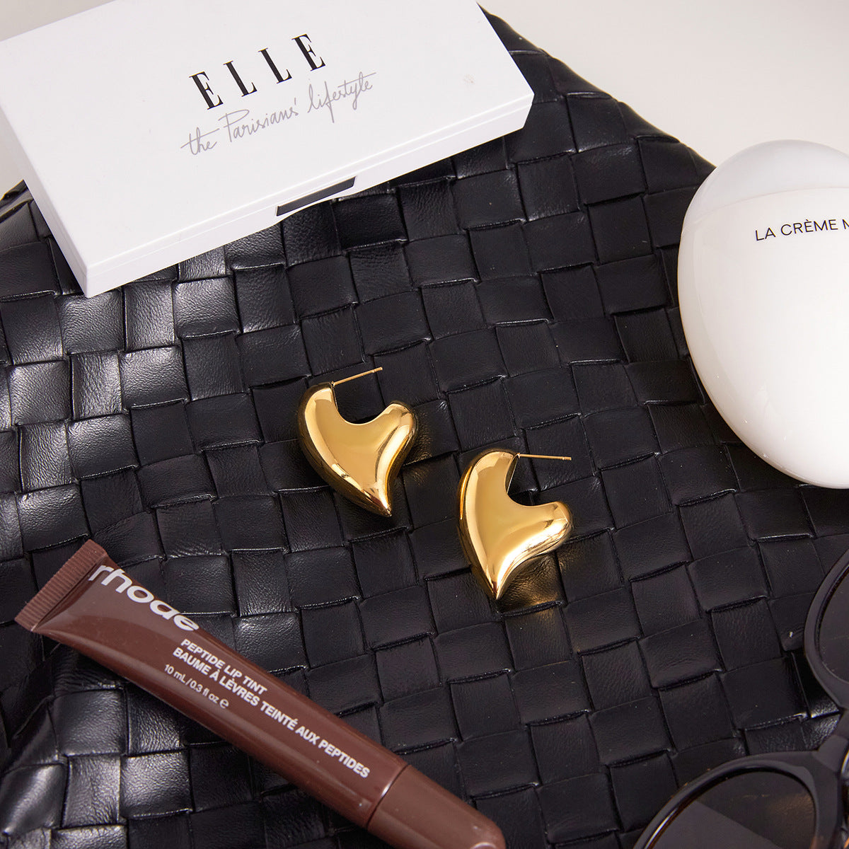 Gold Plated Bold Open Heart Statement Earrings - Sleek Sculpted Jewelry for Women