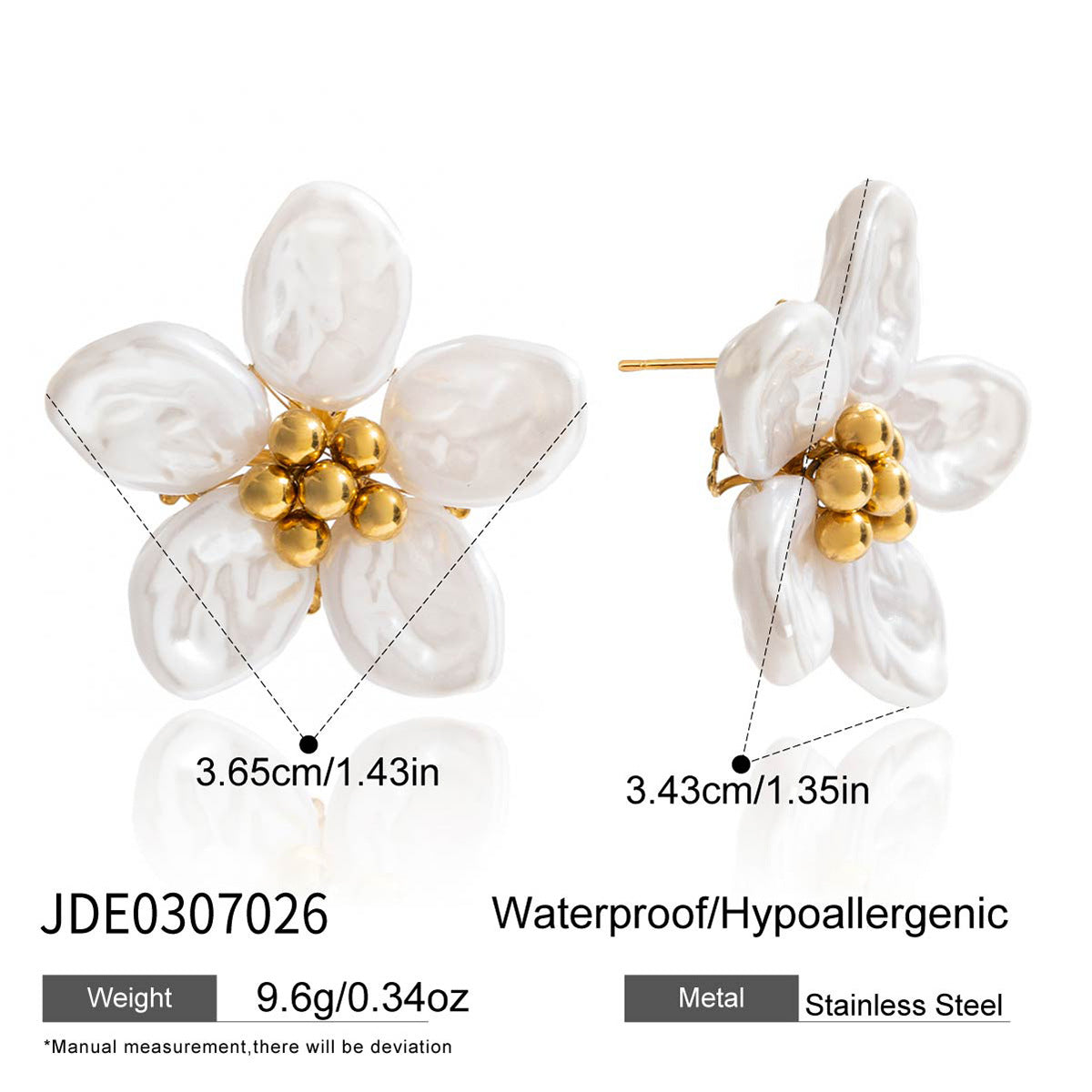 Gold Floral & Pearl Earring Set - Multi-Style Blossom/Leaf/Geometric Designs | Retro Elegant Daily/Brunch Jewelry for Women (Glossy Gold + Pearl/Floral Accents)