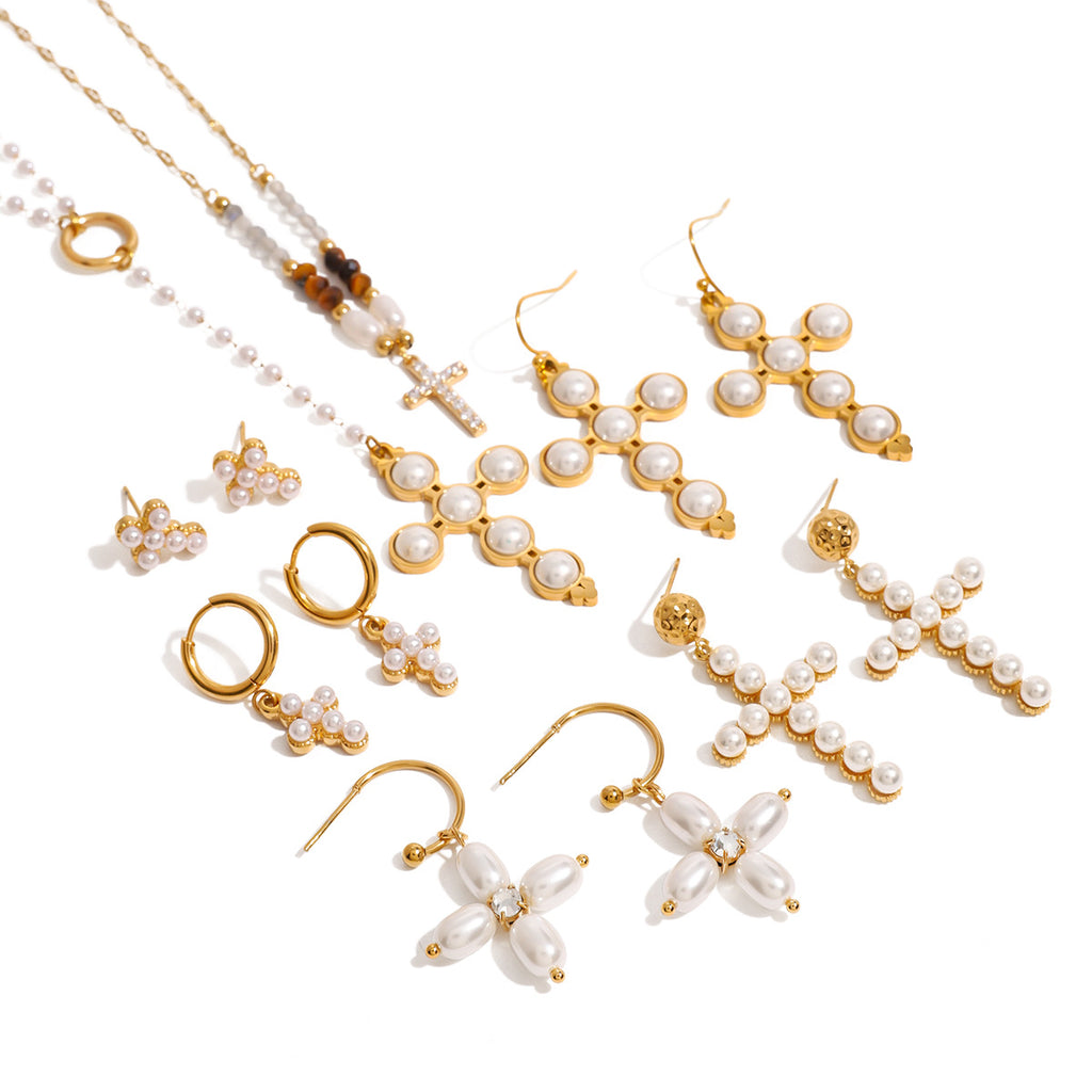 Gold Cross Necklace Set - Multi-Style Vintage Religious Statement Necklaces with Gemstones & CZ for Women