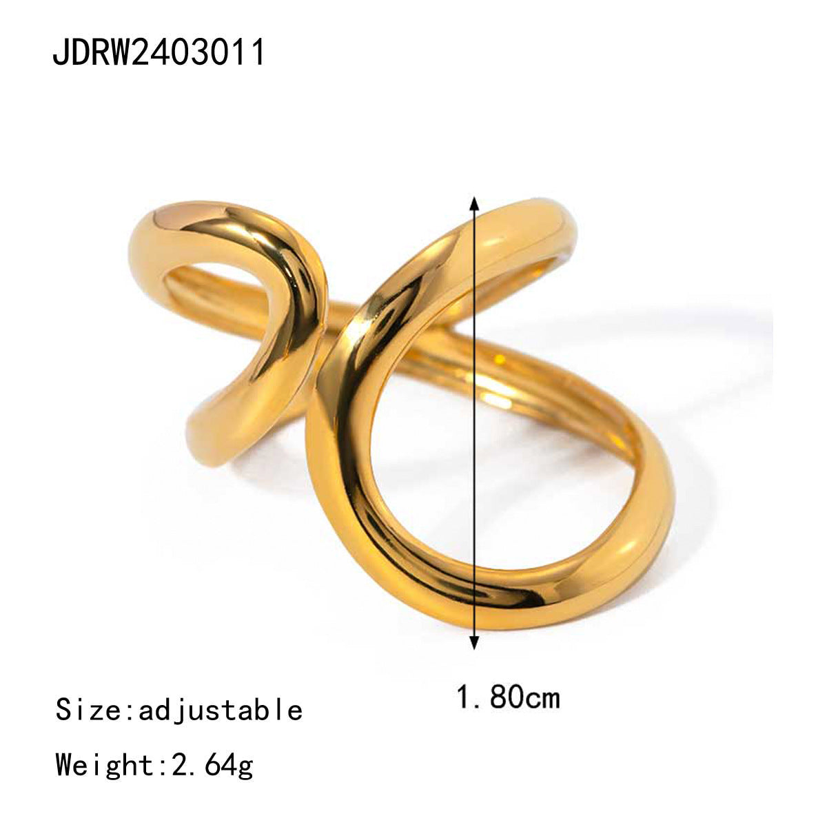 Gold Modern Bold Wave & Curve Ring Set - Rhinestone Accent Open-Band Finger Jewelry for Women (Daily/Brunch/Casual Statement Wear)