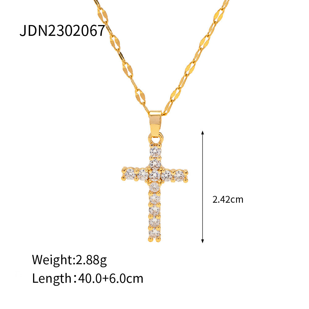 Gold Cross Necklace Set - Multi-Style Vintage Religious Statement Necklaces with Gemstones & CZ for Women