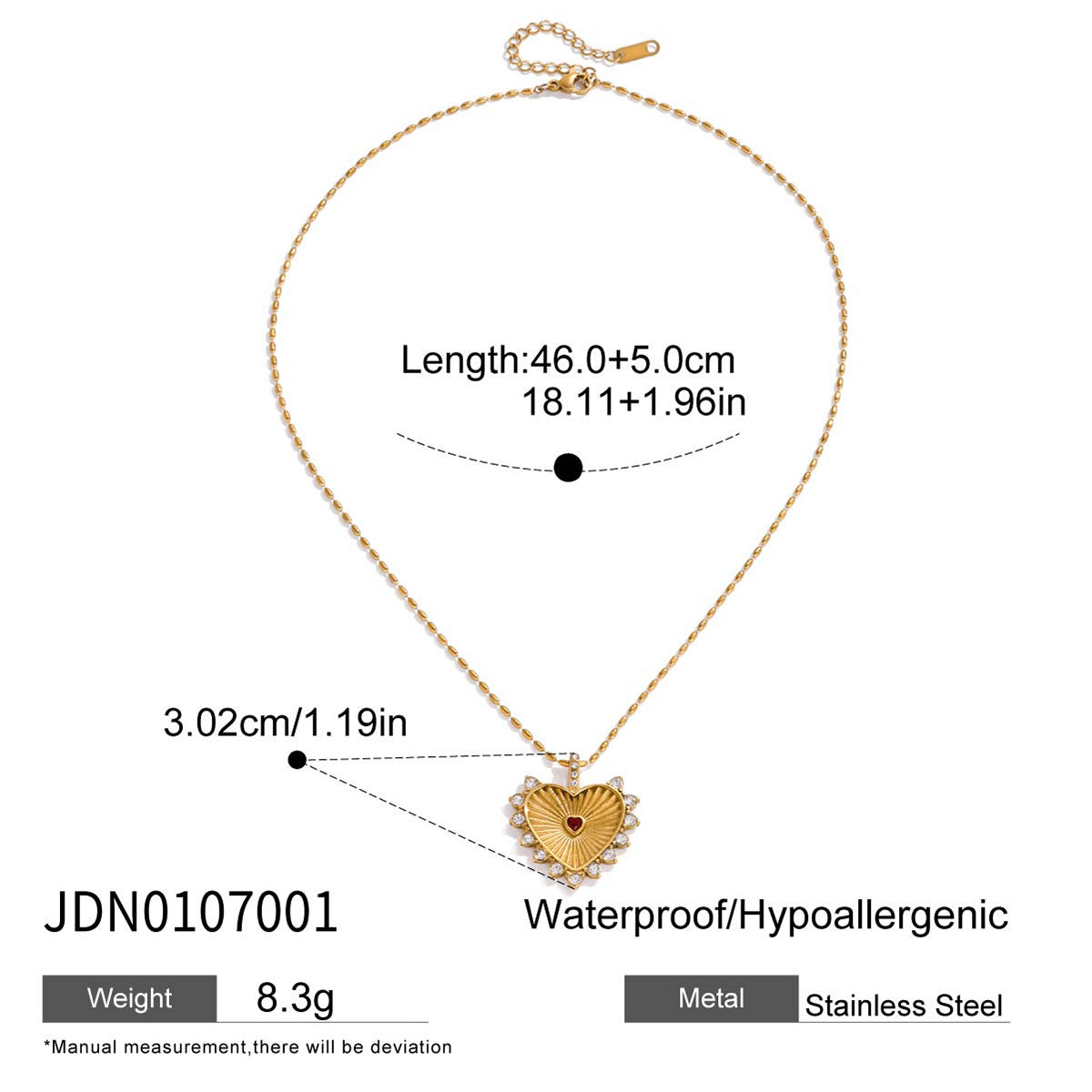 Gold Multi-Style Heart Pendant Necklace Set - CZ Gem Pearl Chain Statement Jewelry for Women