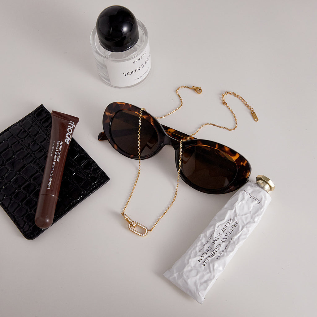 Gold Double-Layer Rhinestone Necklace - Circular & Rectangular Pendants | Modern Minimalist Daily/Brunch Neck Jewelry for Women