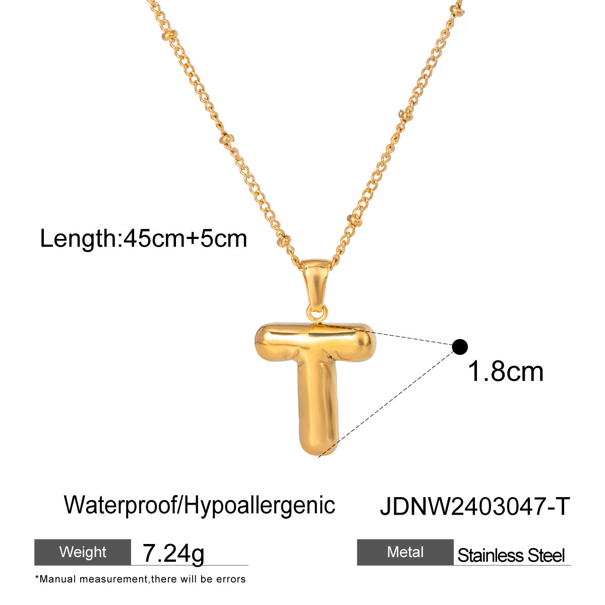 Gold 3D Playful Letter Pendant Necklace Set - Customizable Layered Initial Jewelry for Women (DIY Name/Word Styling, Daily/Casual Wear)