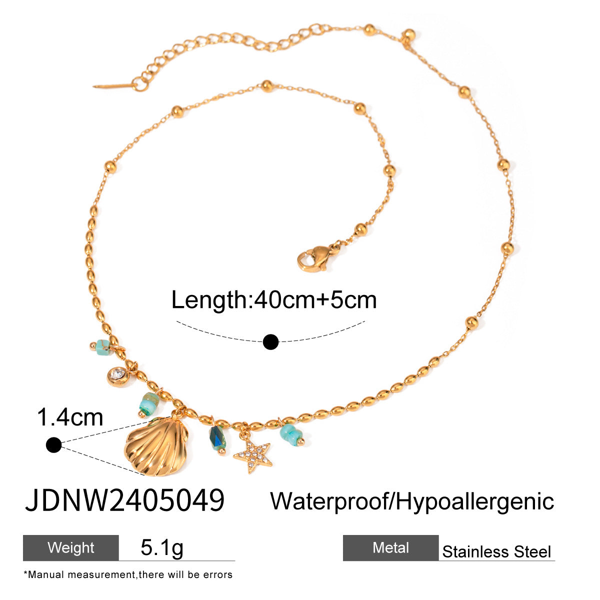 Gold Layered Ocean Theme Necklace Set - Shell/Starfish/Conch/Pearl Charms | Beach Nautical Statement Jewelry for Women