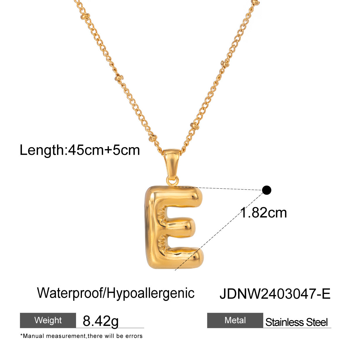 Gold 3D Playful Letter Pendant Necklace Set - Customizable Layered Initial Jewelry for Women (DIY Name/Word Styling, Daily/Casual Wear)