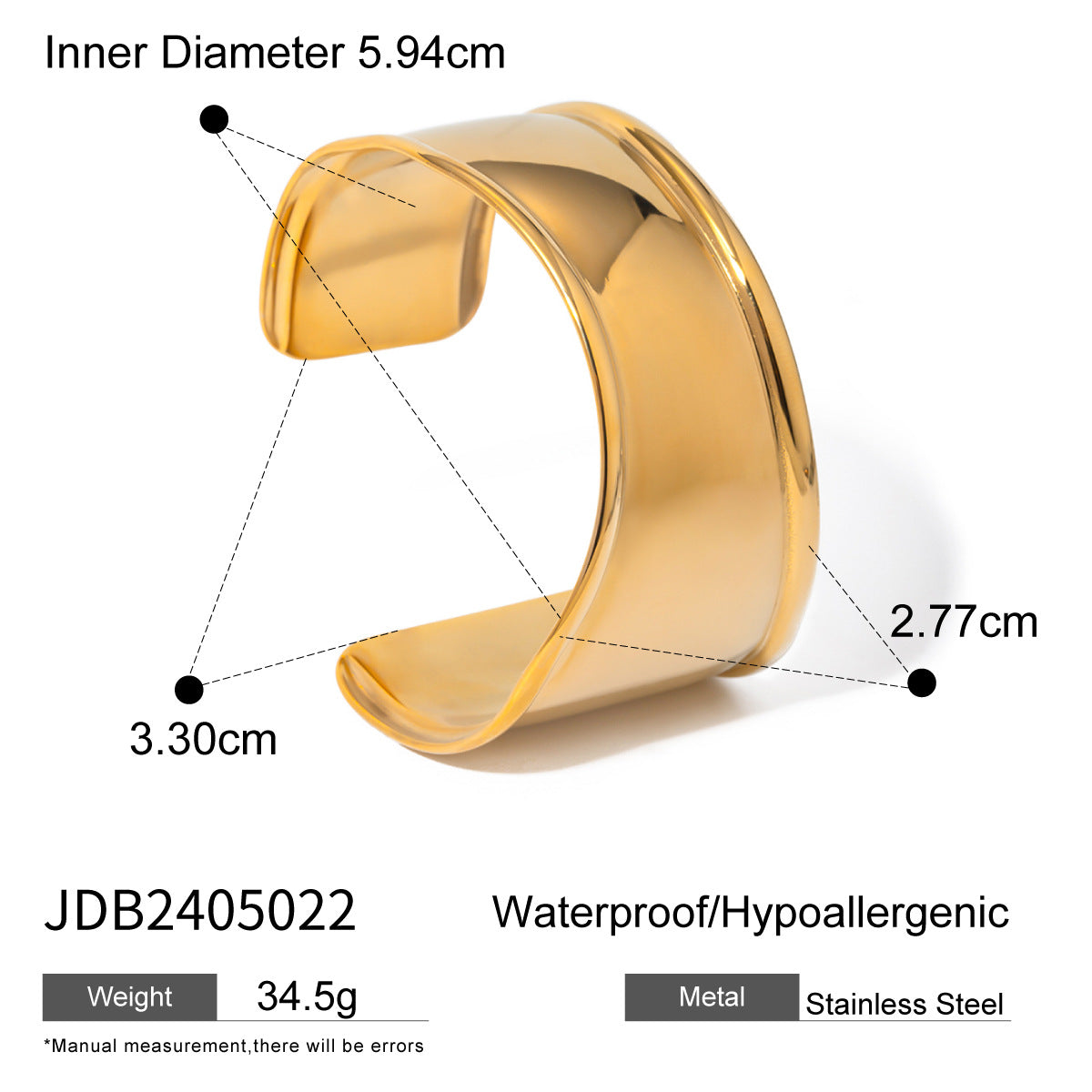 Gold Hammered & Glossy Bracelet Set - Stackable Bold Cuffs | INS-Style 18k Gold Tone Daily/Brunch Wrist Jewelry for Women