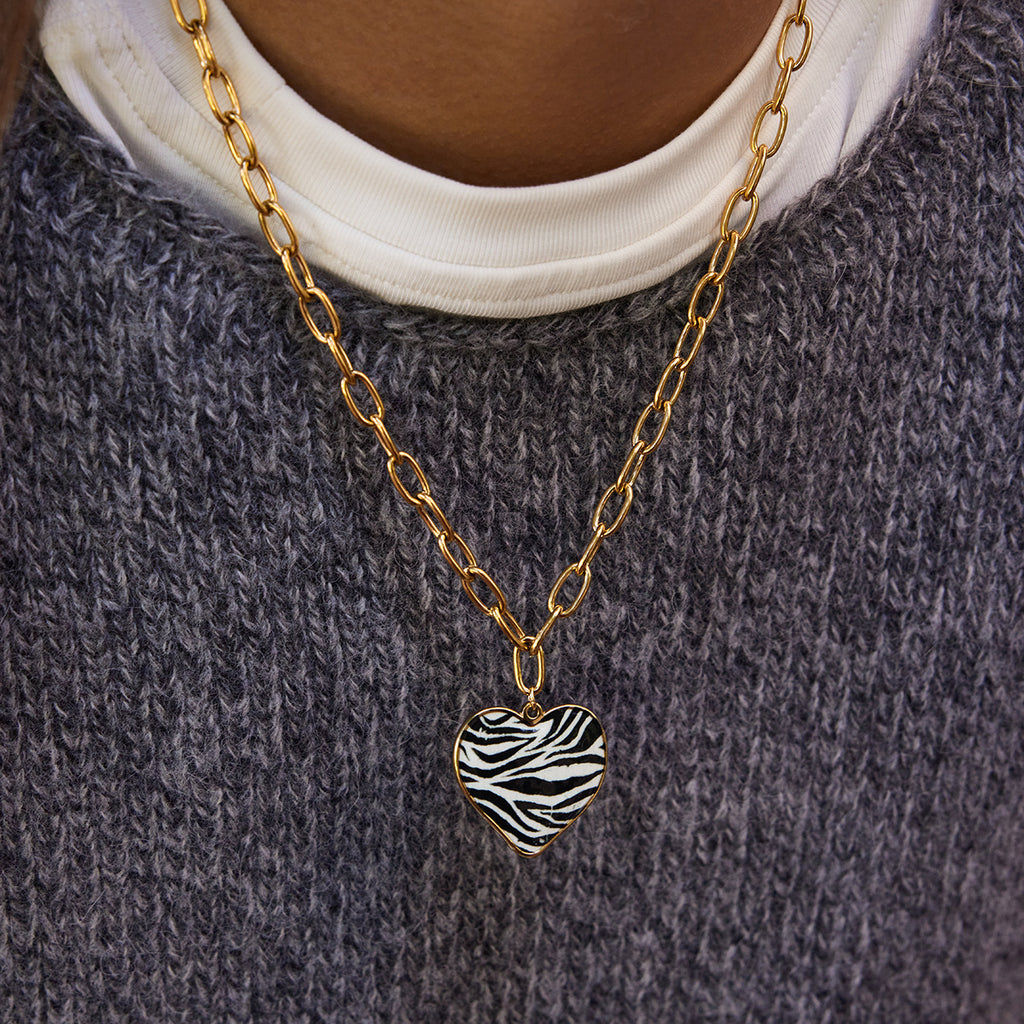 Комплект из золотого ожерелья с подвеской в ​​виде сердца с анималистичным принтом – эффектное украшение из мраморного тигрового глаза для женщин 