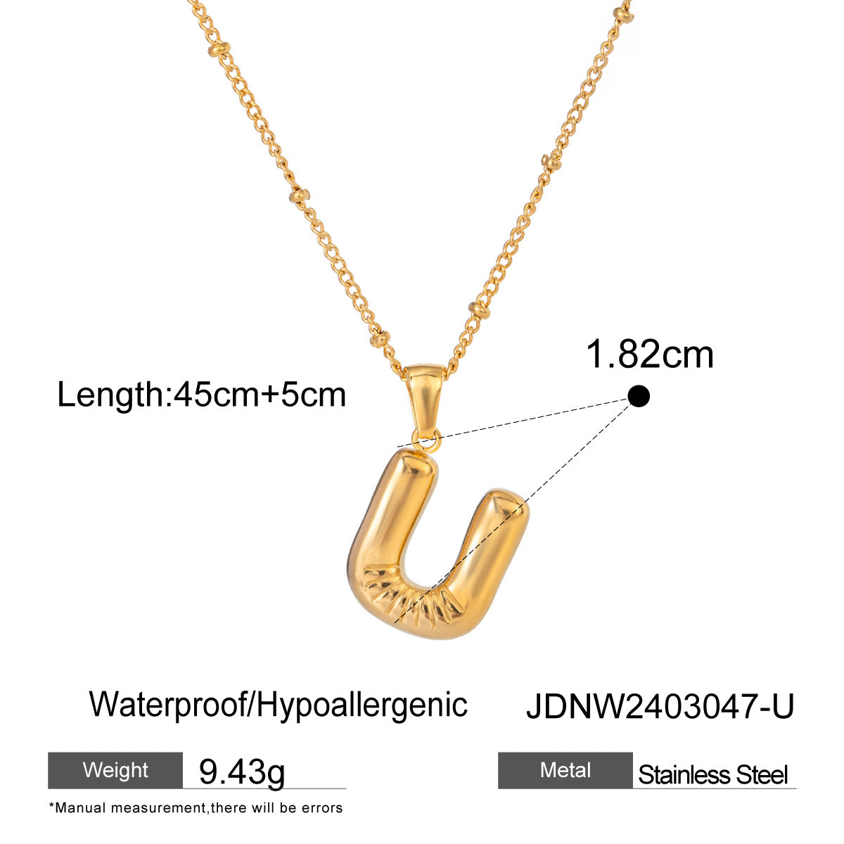 Gold 3D Playful Letter Pendant Necklace Set - Customizable Layered Initial Jewelry for Women (DIY Name/Word Styling, Daily/Casual Wear)