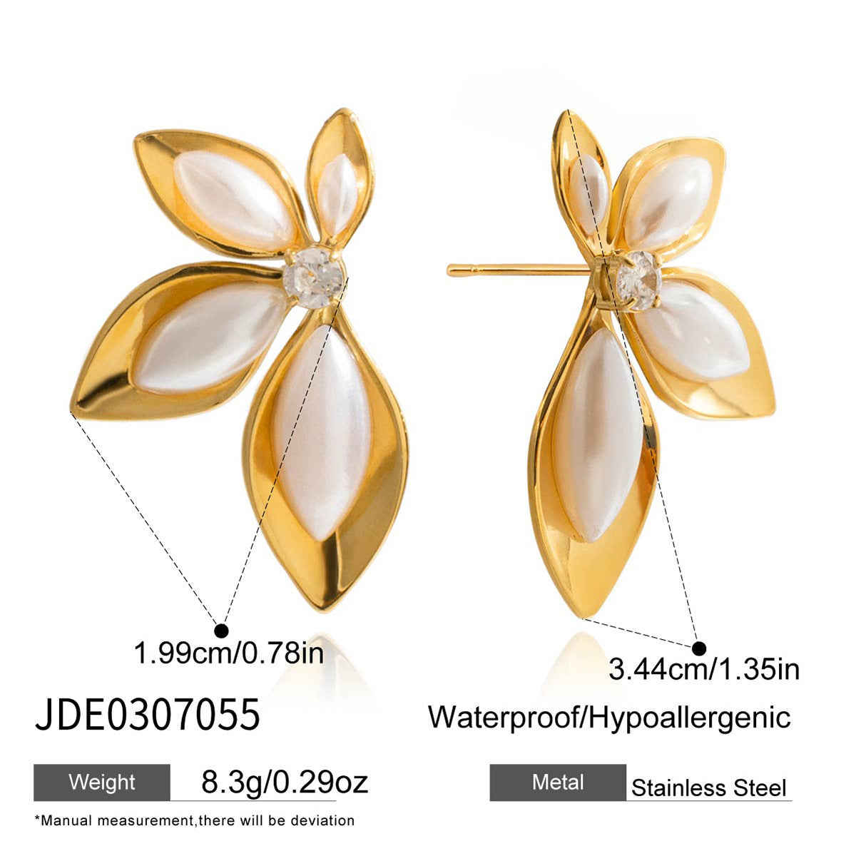 Gold Floral & Pearl Earring Set - Multi-Style Blossom/Leaf/Geometric Designs | Retro Elegant Daily/Brunch Jewelry for Women (Glossy Gold + Pearl/Floral Accents)