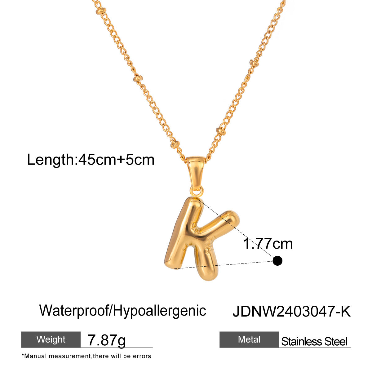 Gold 3D Playful Letter Pendant Necklace Set - Customizable Layered Initial Jewelry for Women (DIY Name/Word Styling, Daily/Casual Wear)
