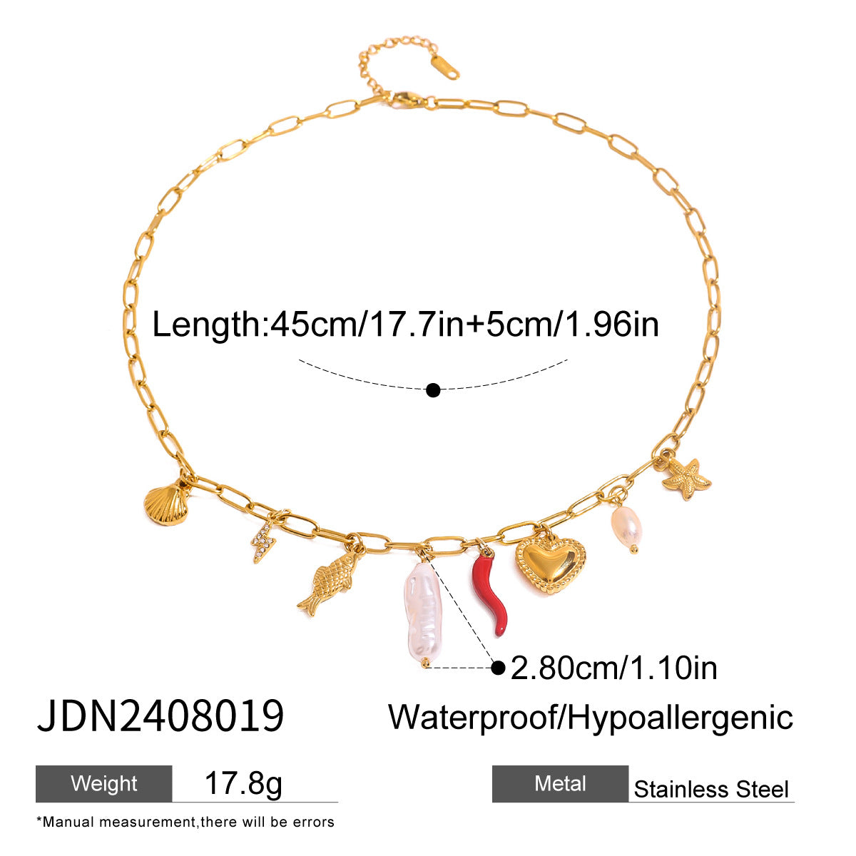 Gold Layered Ocean Theme Necklace Set - Shell/Starfish/Conch/Pearl Charms | Beach Nautical Statement Jewelry for Women