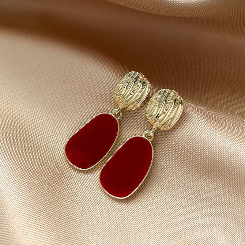 18k Gold Tone Pearl Red Ear Clip Set - Flower/Heart/Geometric Designs | INS-Style No-Piercing Daily/Brunch Accessories for Women