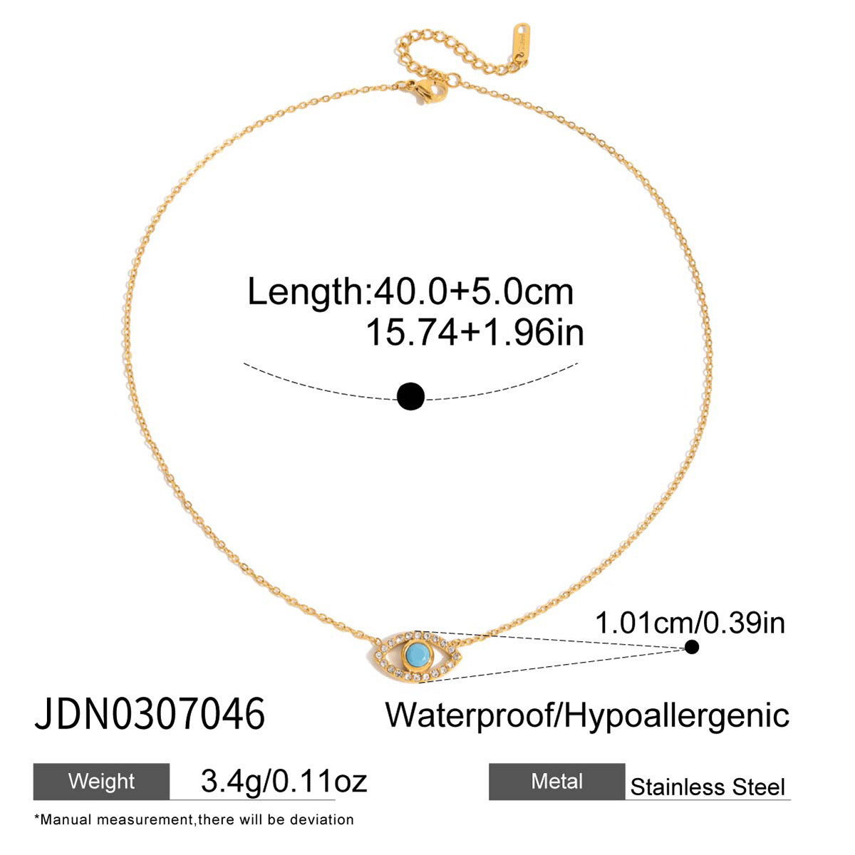 Gold Layered Necklace & Ladybug Earring Set - CZ Turquoise Statement Jewelry for Women