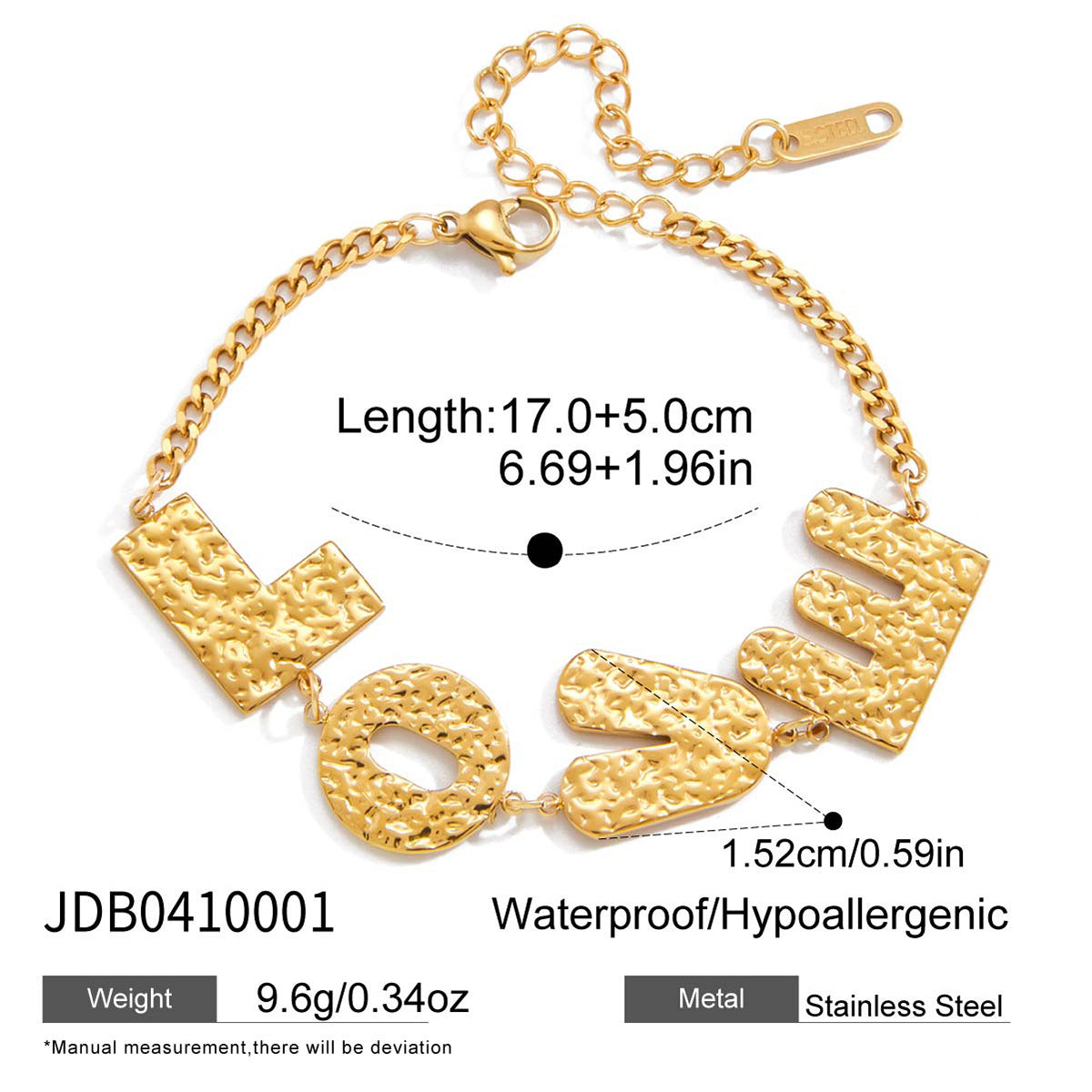 Gold Hammered LOVE Letter Necklace Set - Vintage-Inspired Dainty Chain Jewelry for Women