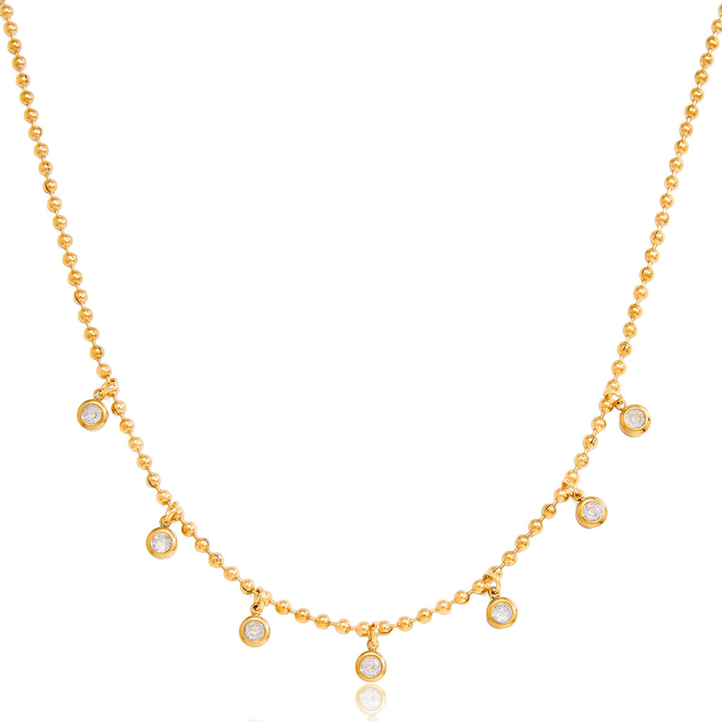 Gold Layered Beaded Chain Necklace Set - CZ Teardrop & Round Pendant Statement Jewelry for Women