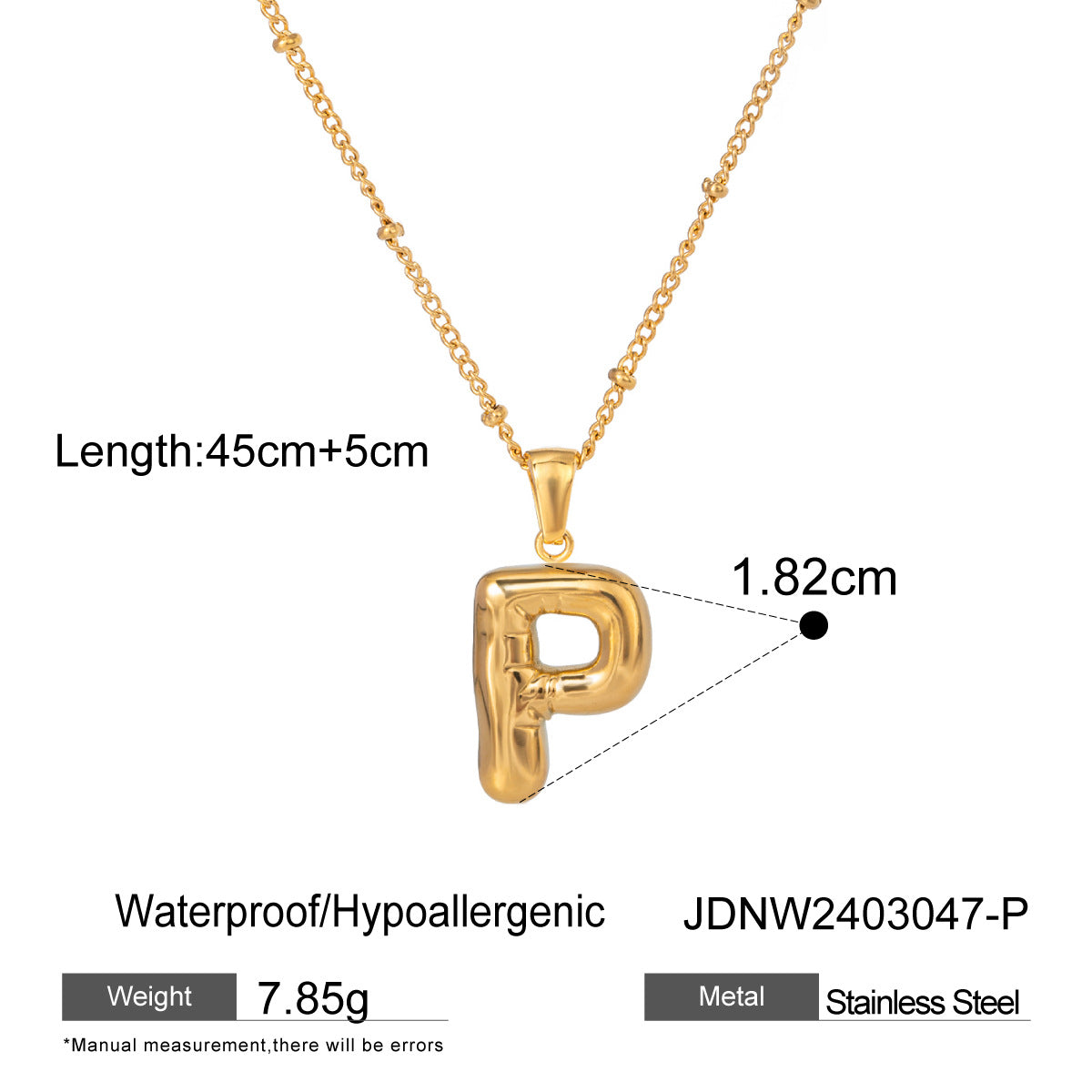 Gold 3D Playful Letter Pendant Necklace Set - Customizable Layered Initial Jewelry for Women (DIY Name/Word Styling, Daily/Casual Wear)