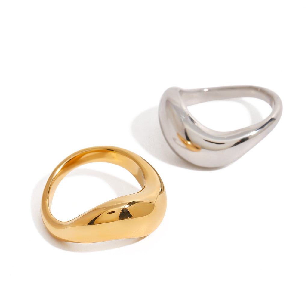 18K Gold-Plated & Silver-Tone Chunky Twisted Statement Rings | Stainless Steel Folded Texture Wide Band Rings | Trendy INS-Style Minimalist Bold Jewelry for Women | Versatile Daily Wear & Party Stackable Rings