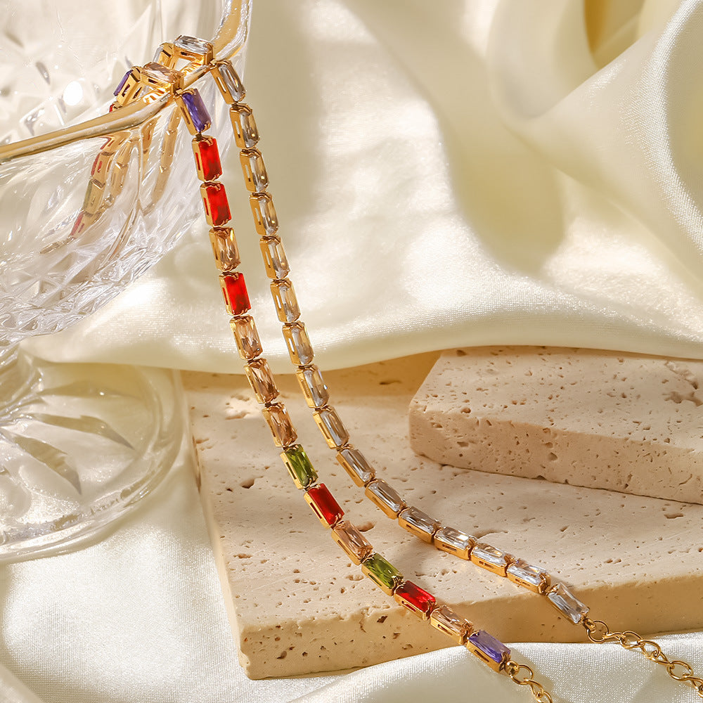 Gold Layered Bracelet Set - Emerald & Diamond Accents | Luxury Multi-Strand Statement Jewelry for Women (Daily/Party Wear)