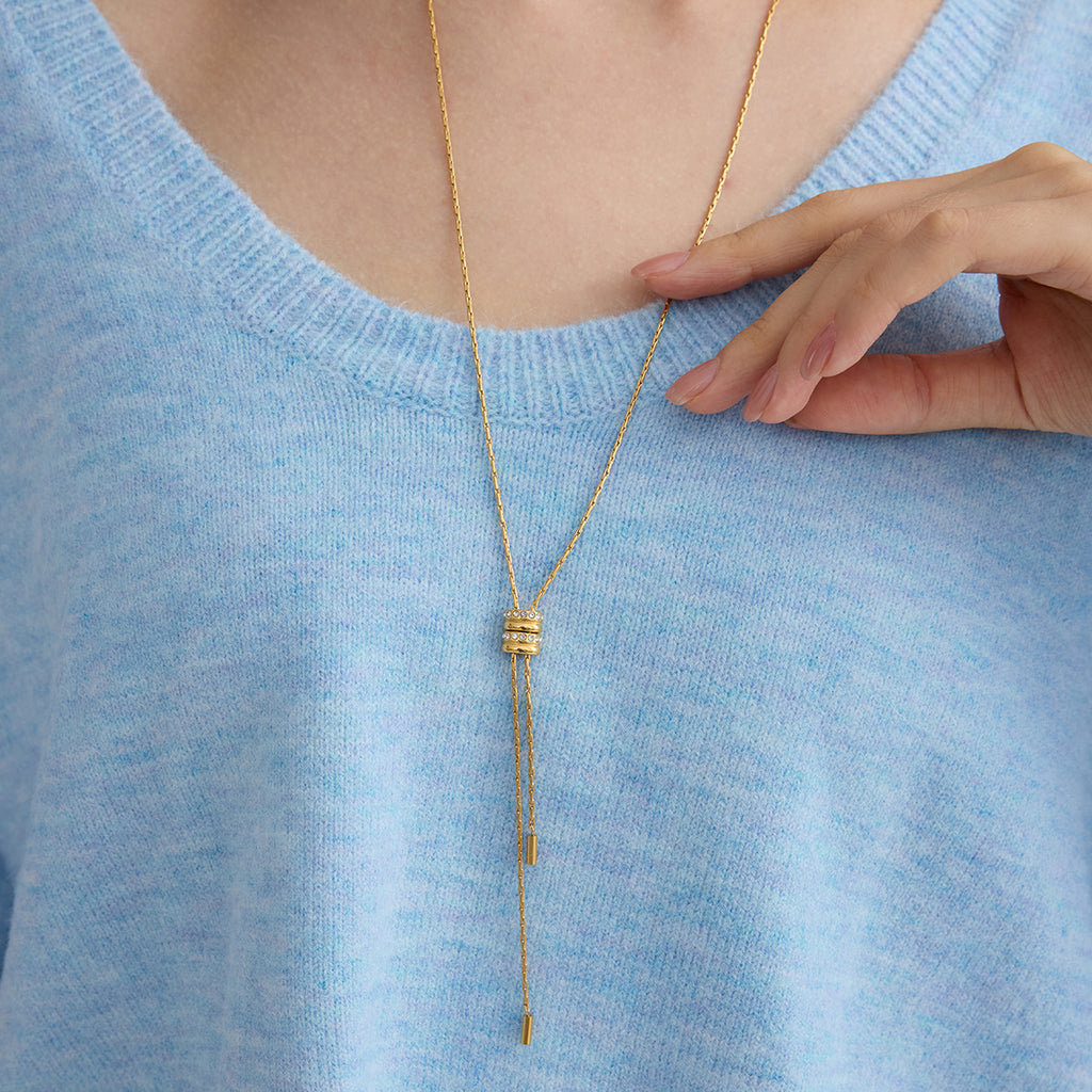 Gold Lariat Necklace Set - Multi-Style Gem/Star/Crystal Accents | INS-Style 18k Gold Tone Daily/Brunch Neck Jewelry for Women