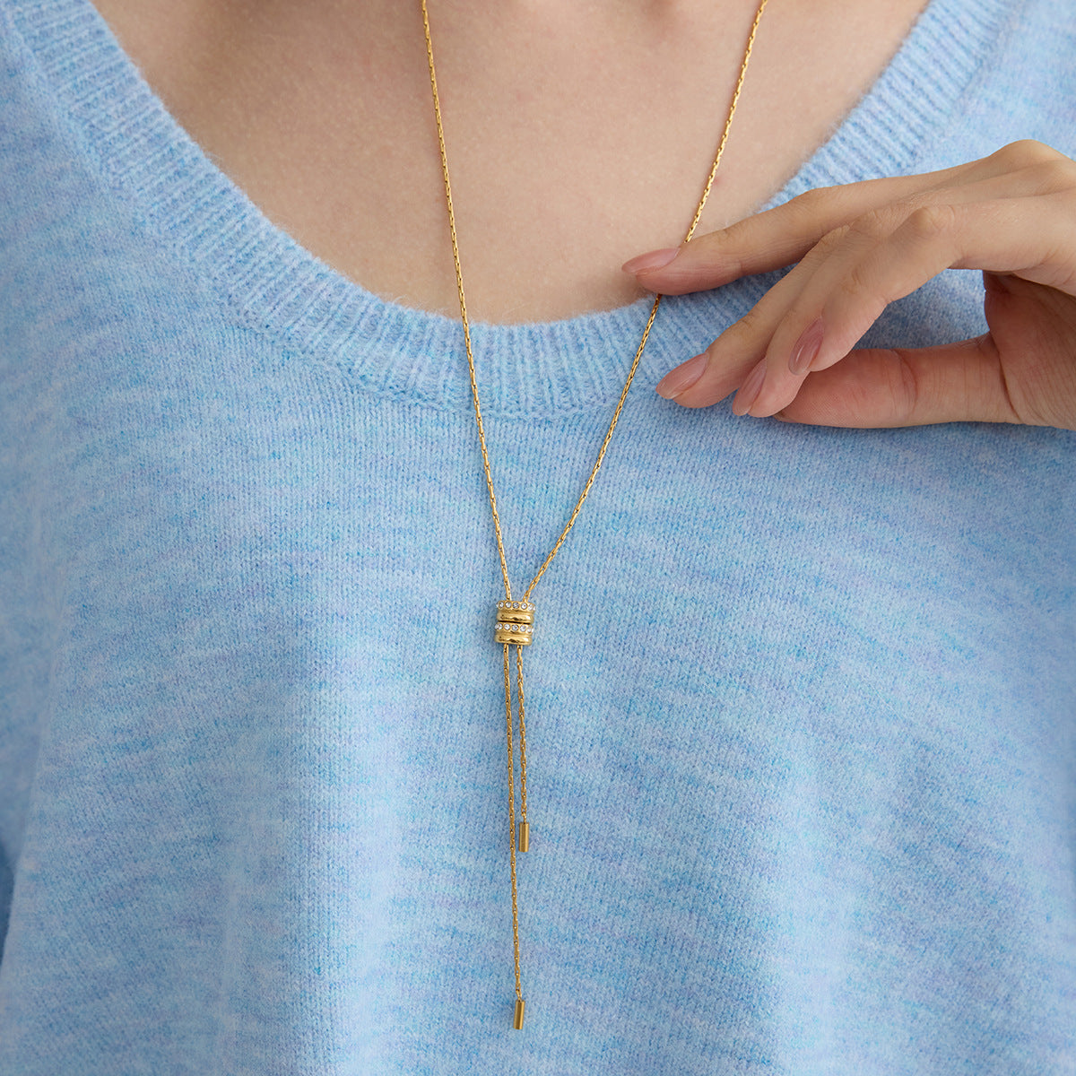 Gold Lariat Necklace Set - Multi-Style Gem/Star/Crystal Accents | INS-Style 18k Gold Tone Daily/Brunch Neck Jewelry for Women