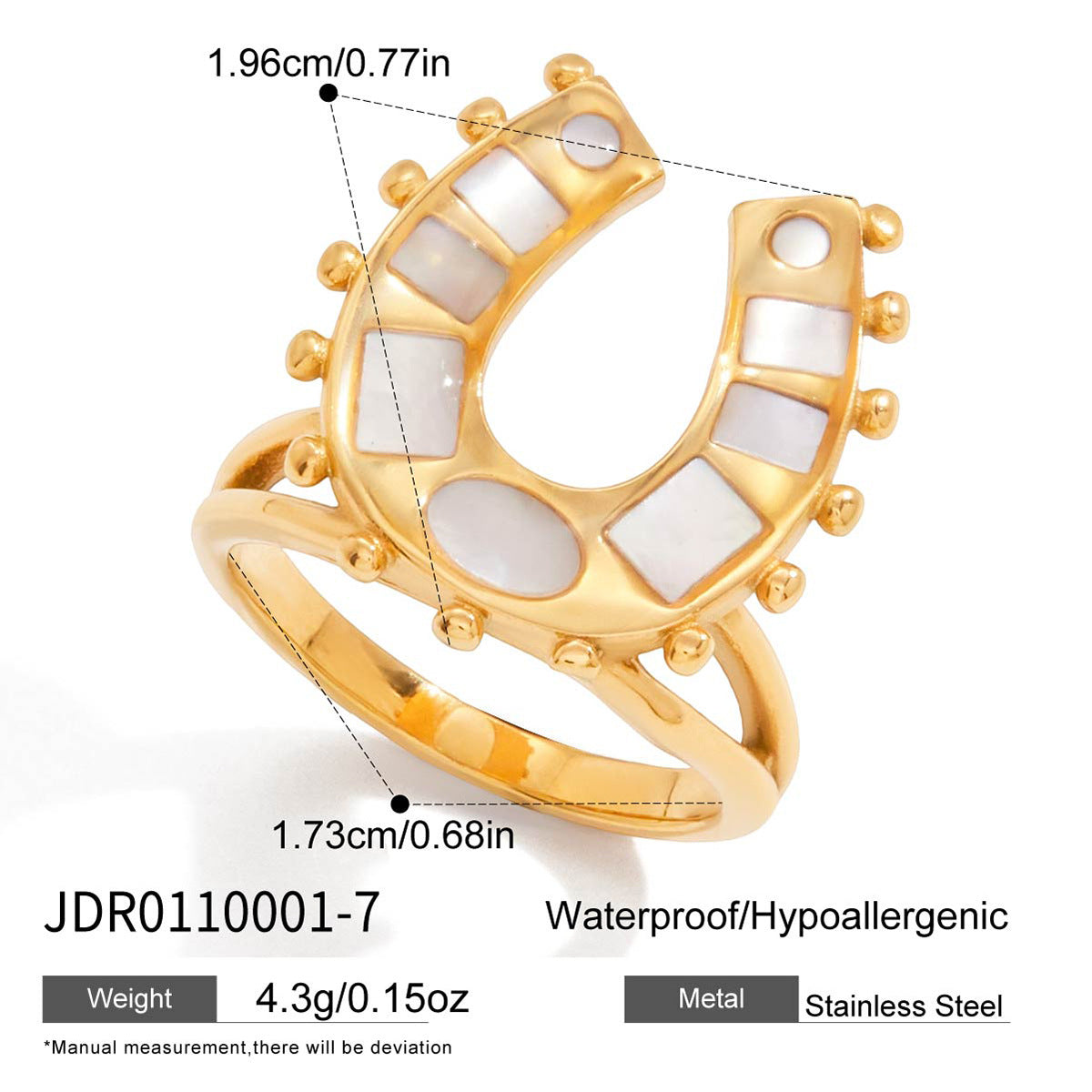 Gold Horseshoe Ring Set - Vintage Multi-Style Statement Rings with CZ & Mother-of-Pearl for Women