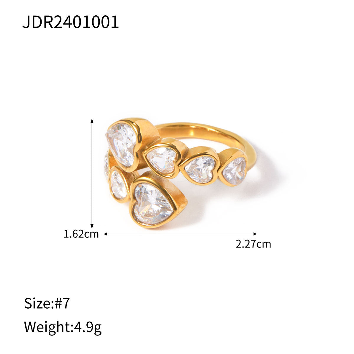 Gold Crystal Ring Set - Heart/Star/Multi-Stone Designs | 18k Gold Tone INS-Style Stackable Daily/Brunch Finger Jewelry for Women