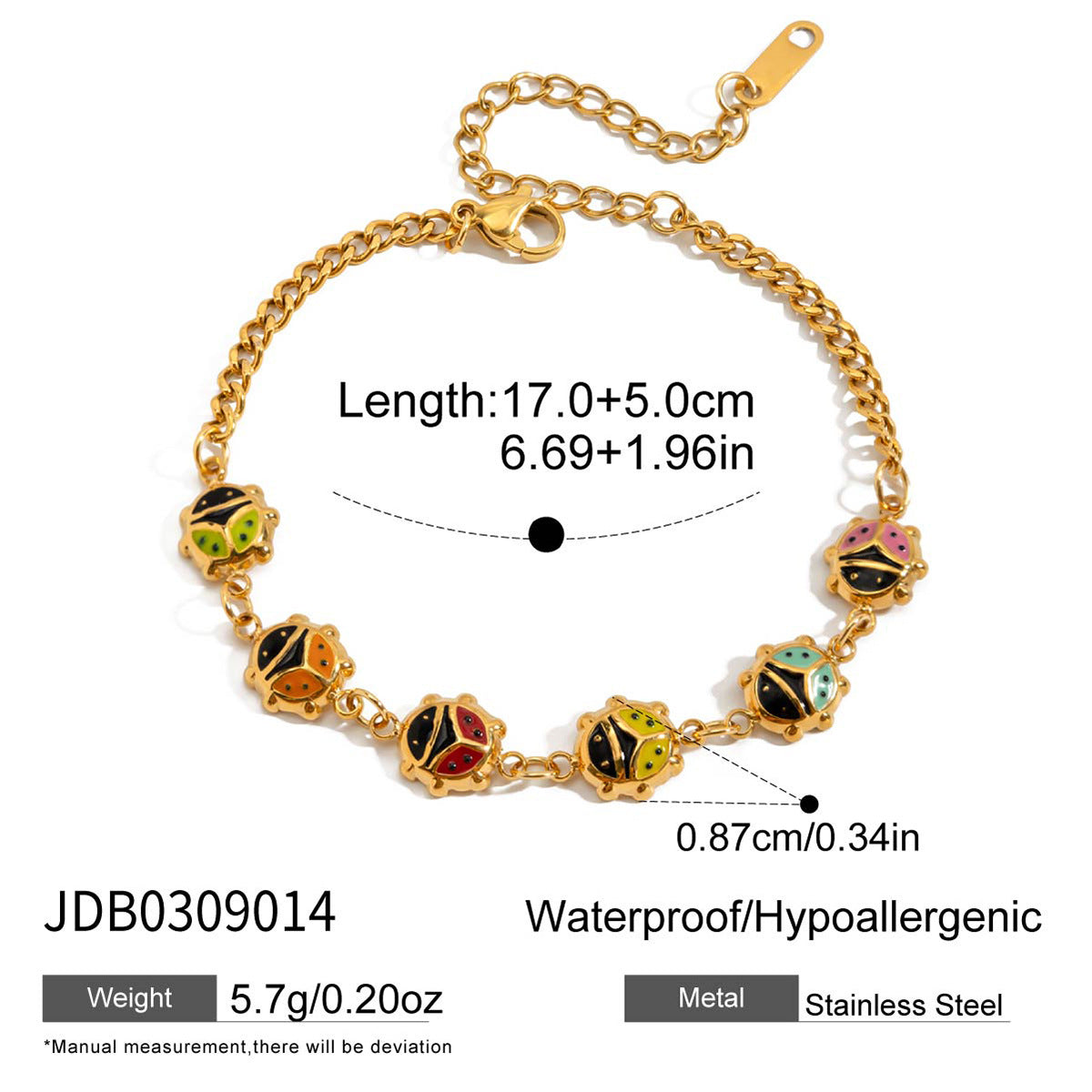 Gold Enamel Ladybug Animal Bracelet Set - Vintage Multi-Style Stackable Charm Bracelets for Women