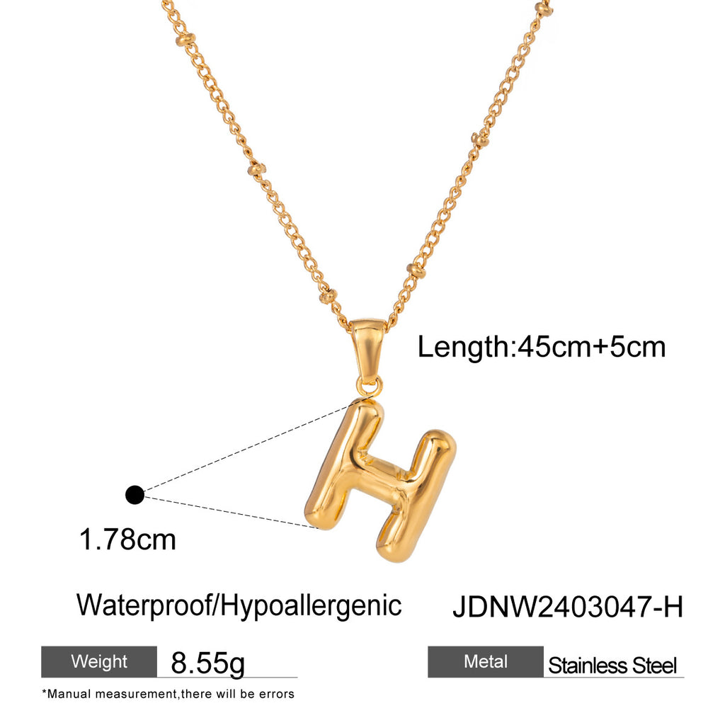 Gold 3D Playful Letter Pendant Necklace Set - Customizable Layered Initial Jewelry for Women (DIY Name/Word Styling, Daily/Casual Wear)