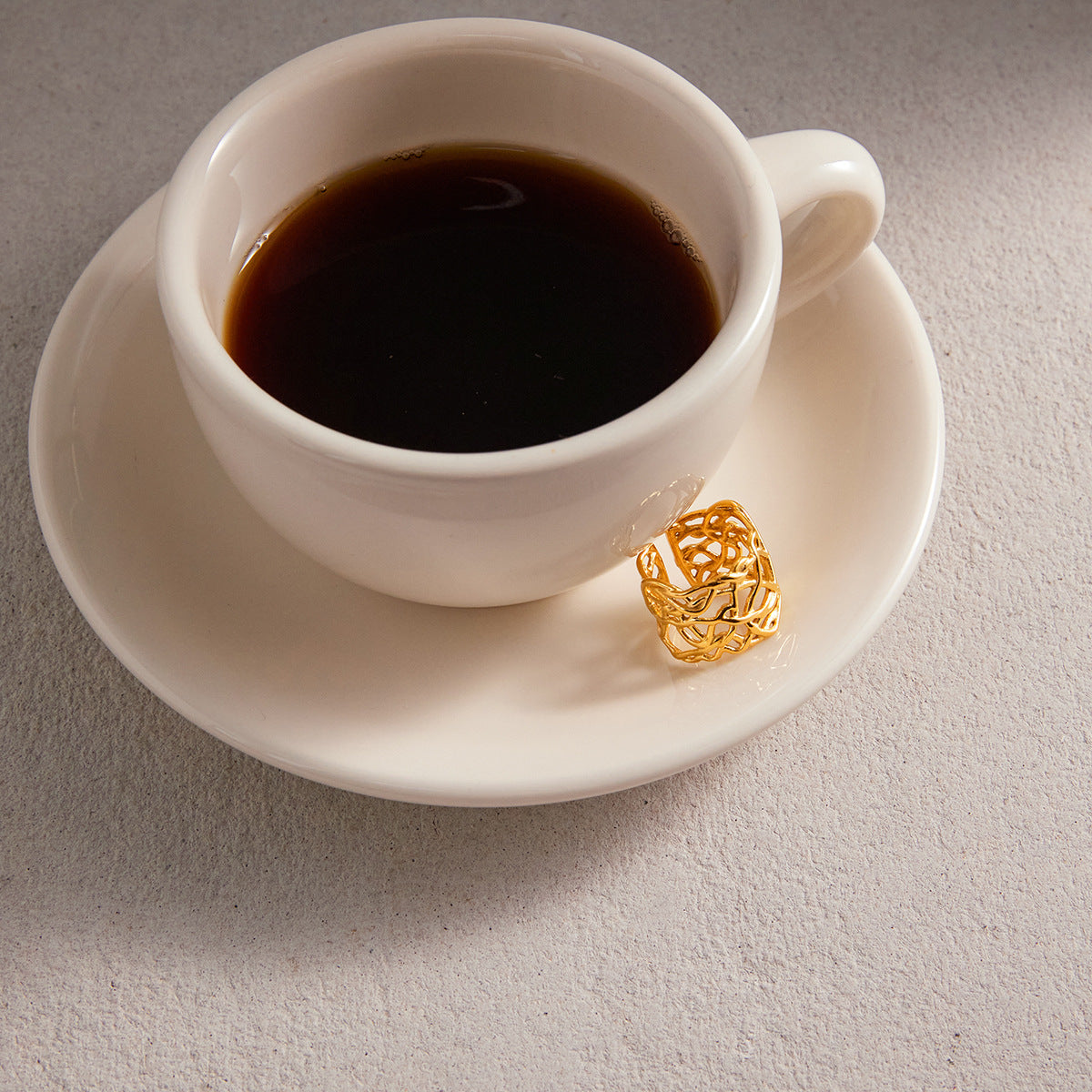 Gold Celestial Stackable Ring Set - Pearl Moon Sun Statement Jewelry for Women