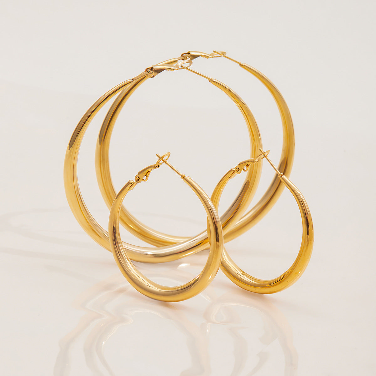 18K Gold-Plated Stainless Steel Double Oversized Hoop Earrings | Trendy INS-Style Statement Jewelry for Women | Bold Chic Oversized Hoop Earrings for Daily Wear & Party Outfits