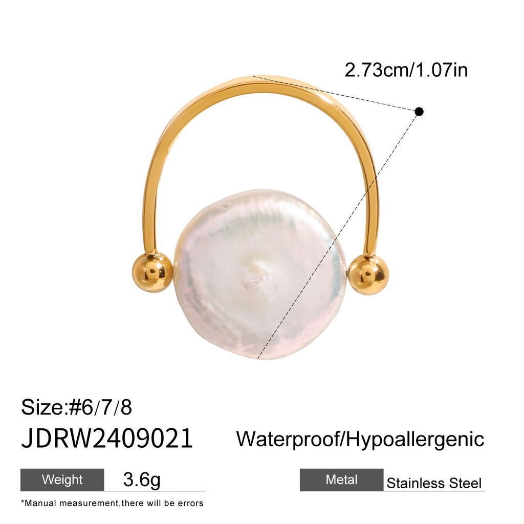 Gold Baroque Pearl Multi-Style Stackable Ring Set - Irregular Pearl (Open/Closed Band) Statement Jewelry for Women