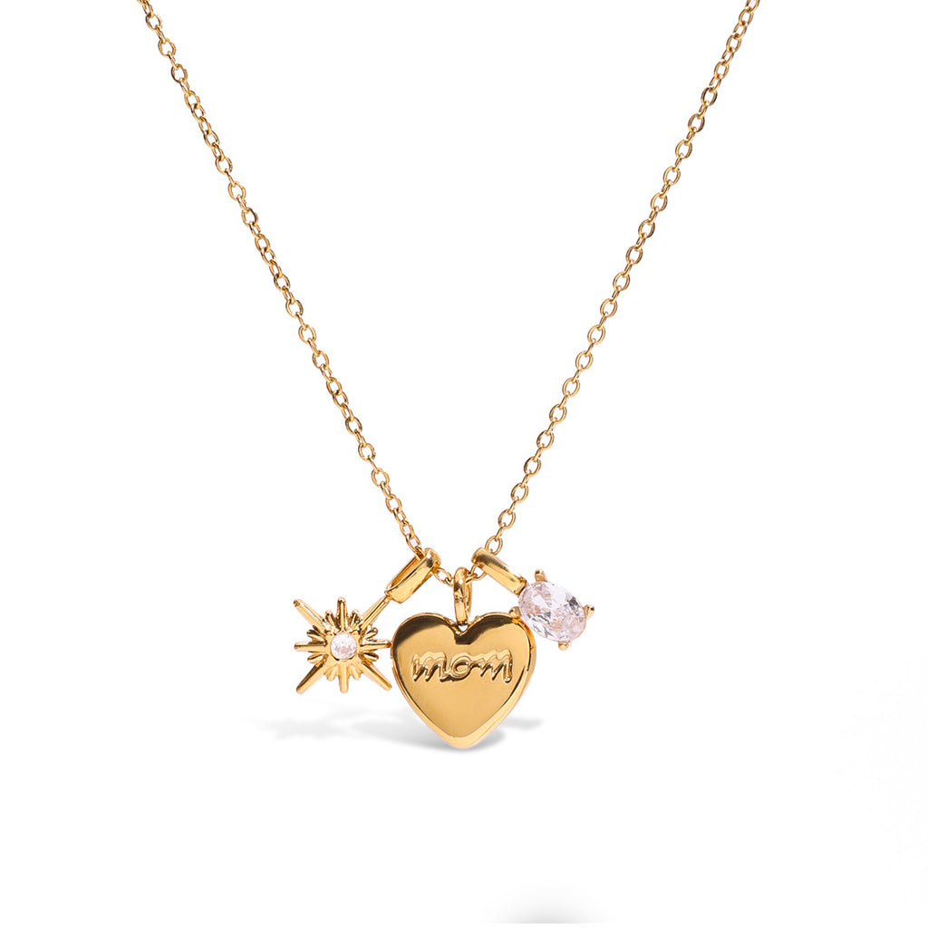 Gold Heart Initial Pendant Necklace - Crystal Accent & Adjustable Chain | INS-Style Daily/Brunch Neck Jewelry for Women