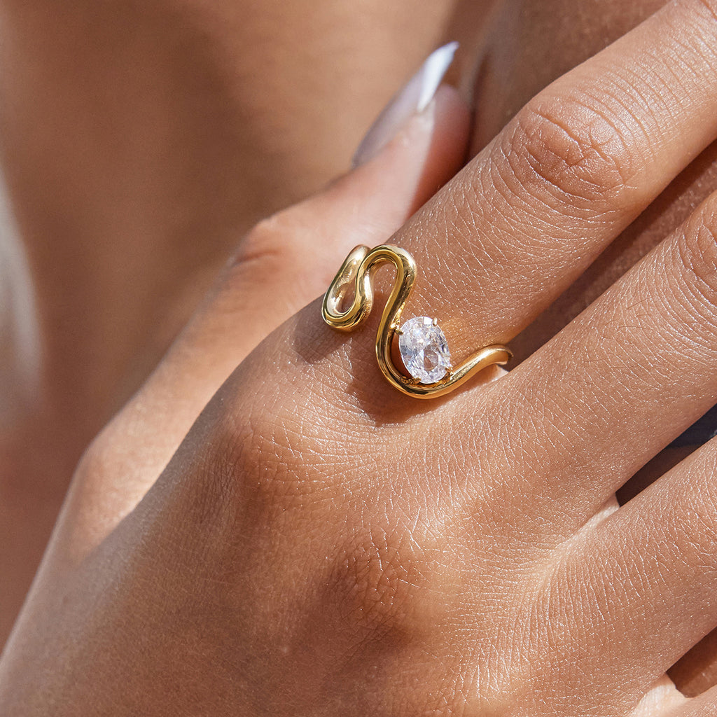 Gold CZ Ring Set - Multi-Style Sparkly Stackable Rings for Women