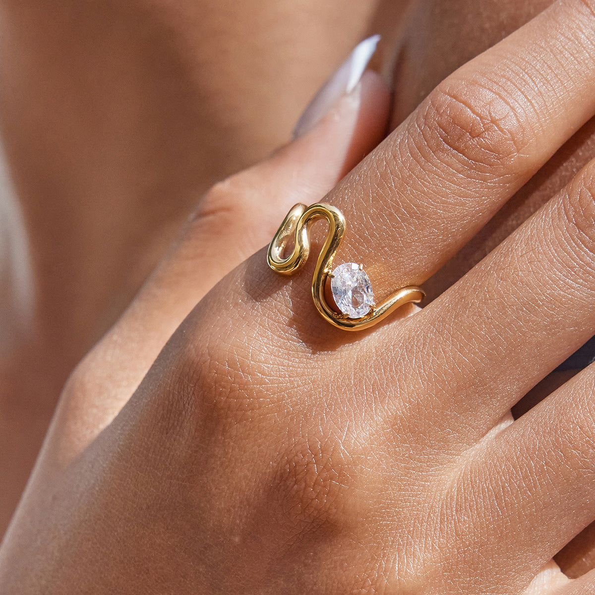 Gold CZ Ring Set - Multi-Style Sparkly Stackable Rings for Women