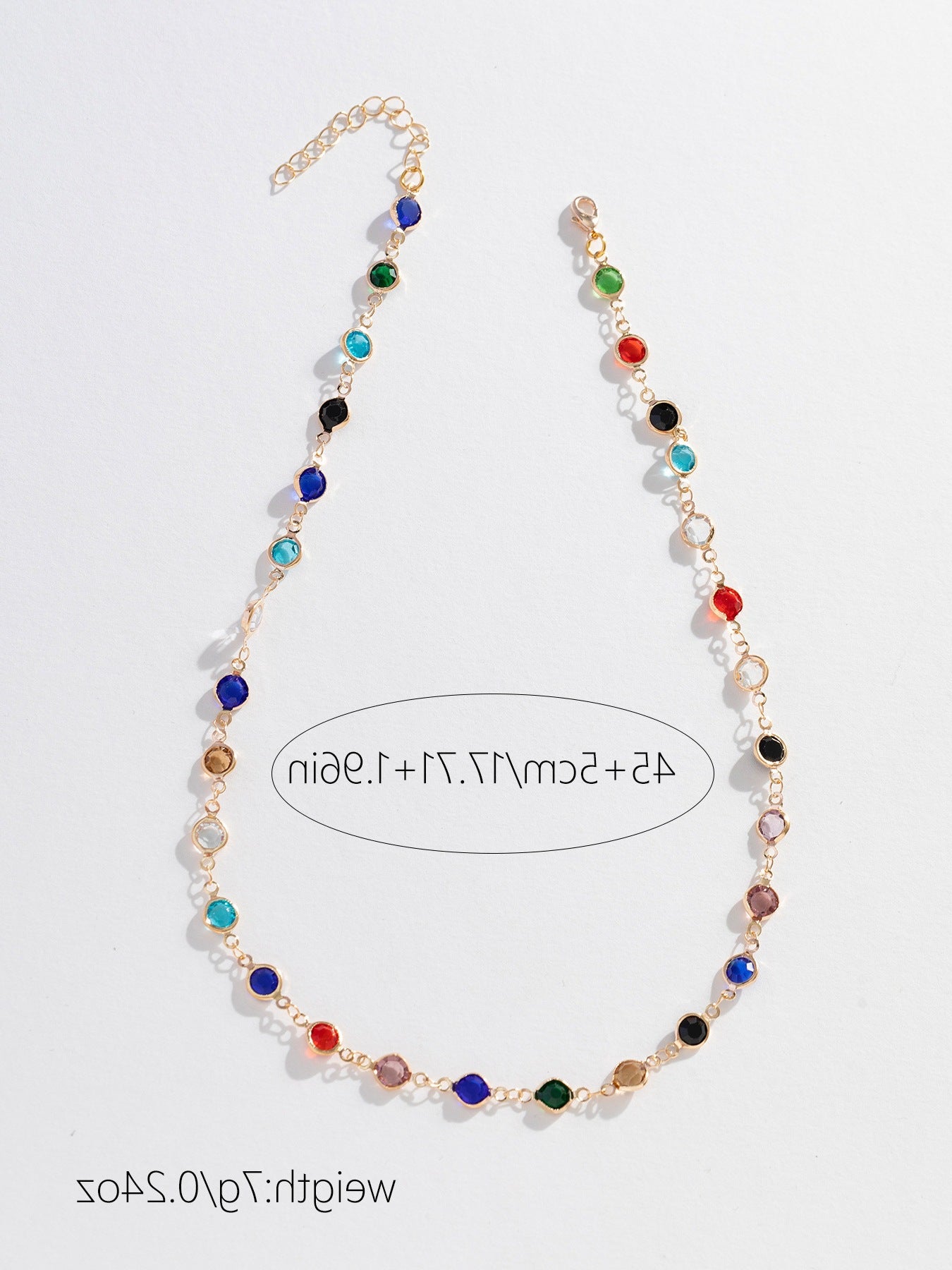 18k Gold Tone Multi-Layer Jewelry Set - Colorful Gem Necklace & Bracelet | INS-Style Daily/Brunch Accessories for Women