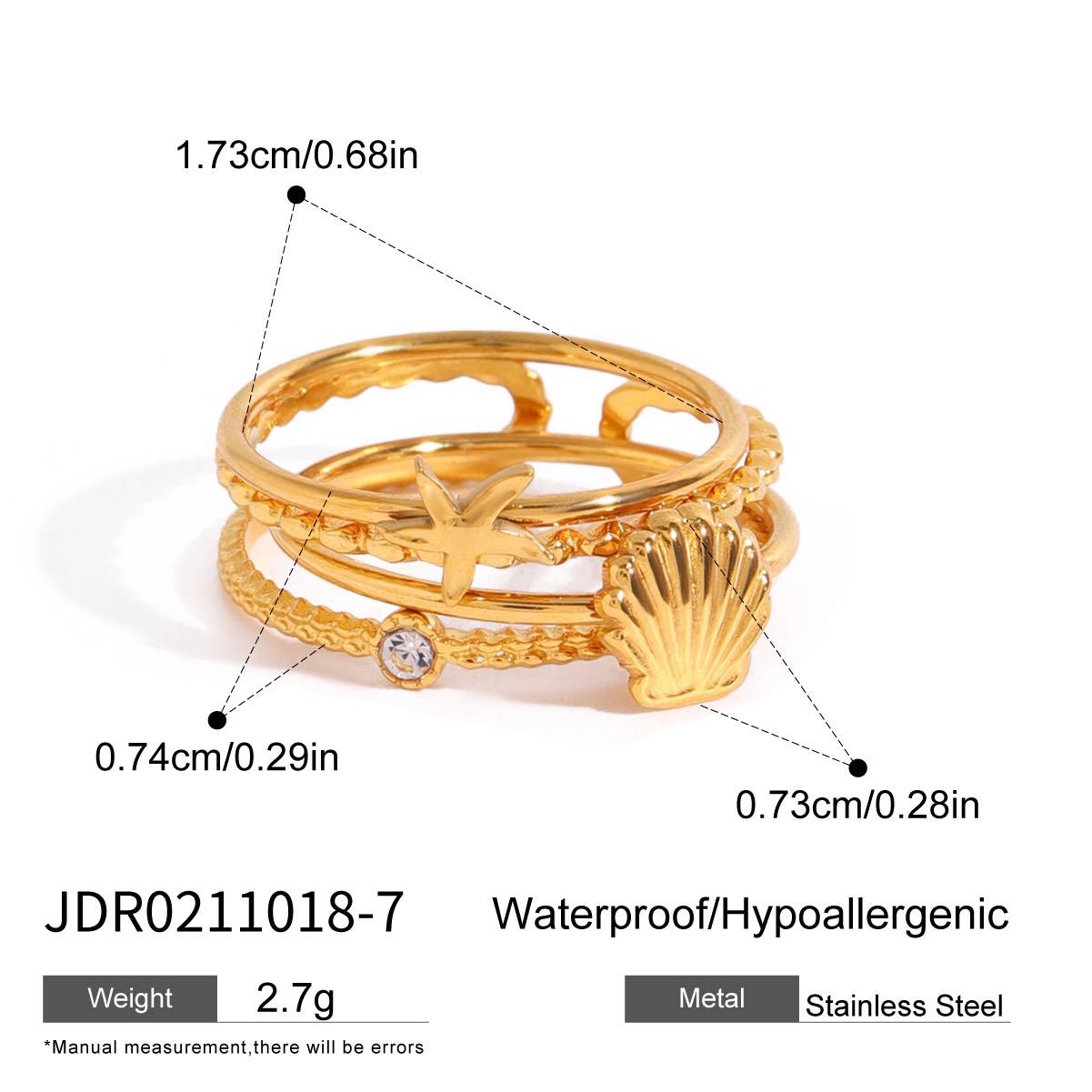 Gold Multi-Layered Stackable Ring Set - Flower/Sun/Gem Accents | Boho Glam Statement Jewelry for Women