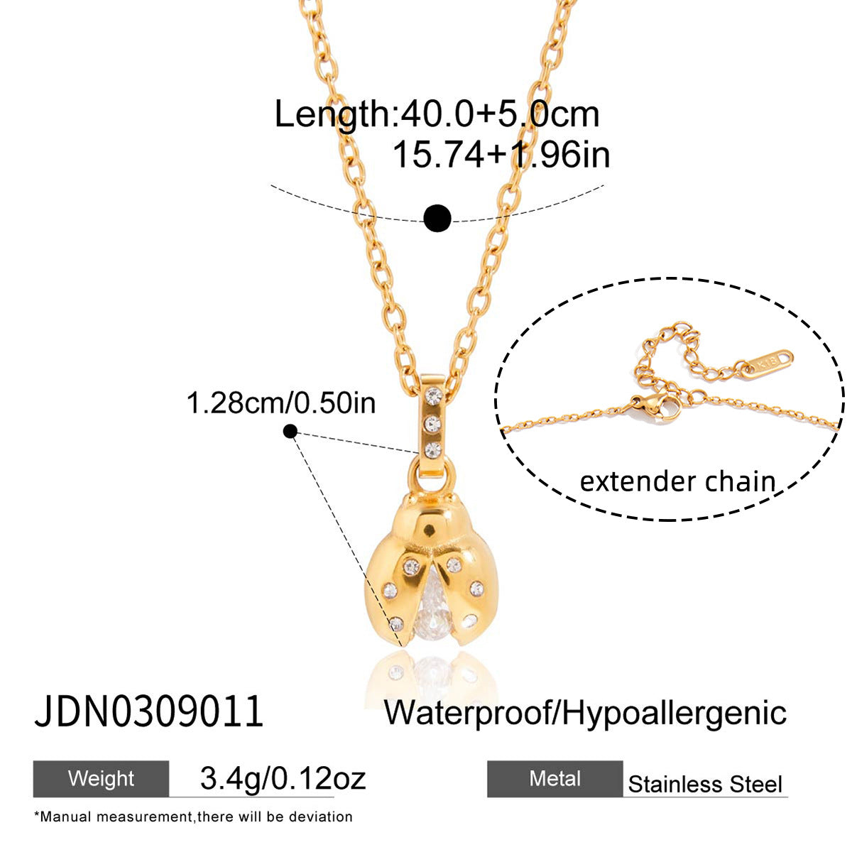 Gold Layered Insect Pendant Necklace Set - CZ Ladybug Dragonfly Statement Jewelry for Women