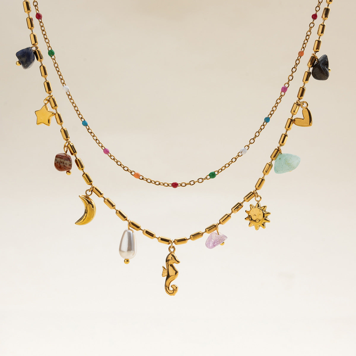 Gold Irregular Frame Baroque Pearl Jewelry Set - Necklace, Ring & Earrings | Organic Luxury Statement Accessories for Women (Daily/Brunch/Formal Wear)