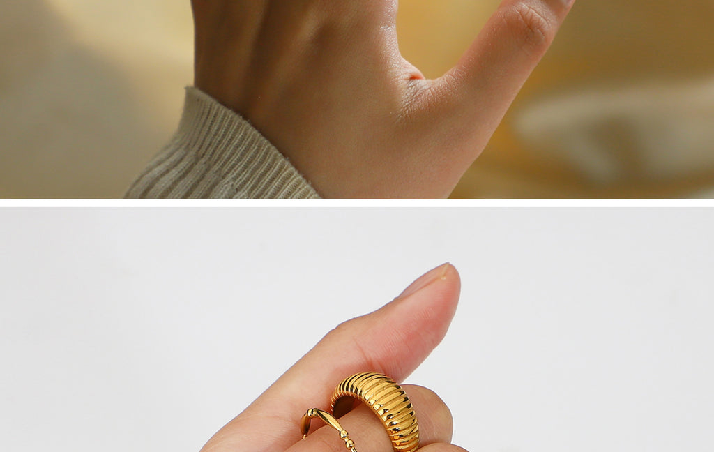 Chunky Gold Ring Set - Multi-Style Textured Stackable Rings for Women, Trendy Statement Jewelry