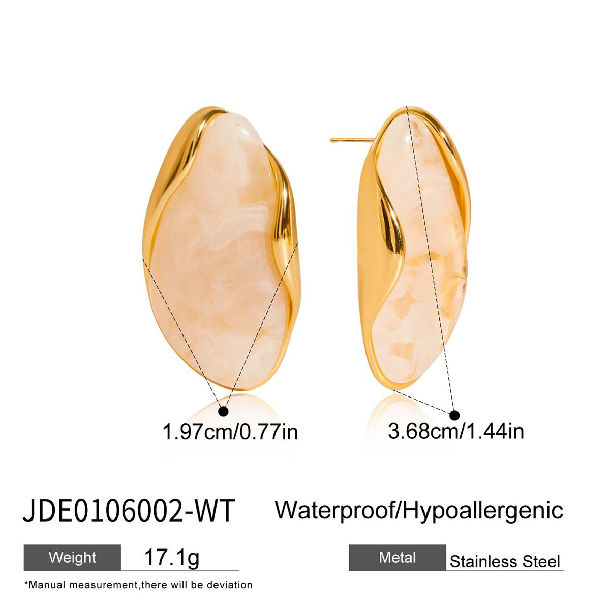 Gold Frame Irregular Gem Drop Earrings - White/Amber/Green/Pink Resin Stone Options | Retro Organic Statement Jewelry for Women (Daily/Brunch/Casual Wear)