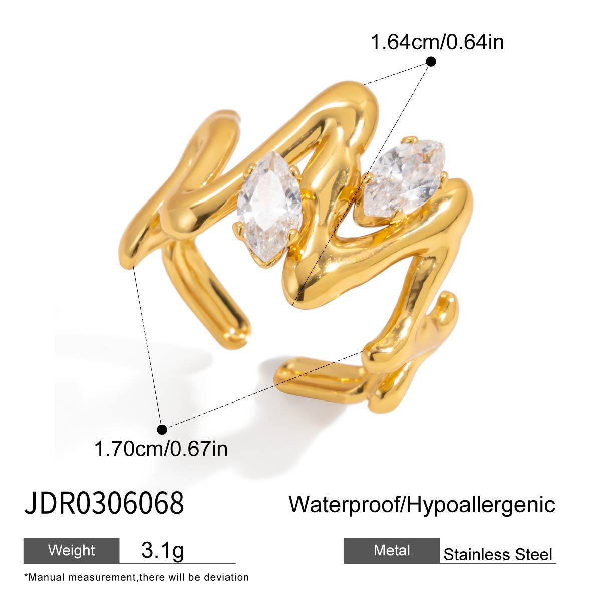 18k Gold Tone Crystal Ring Set - Bow/Heart/Letter/Arrow Designs | INS-Style Stackable Daily/Brunch Finger Jewelry for Women