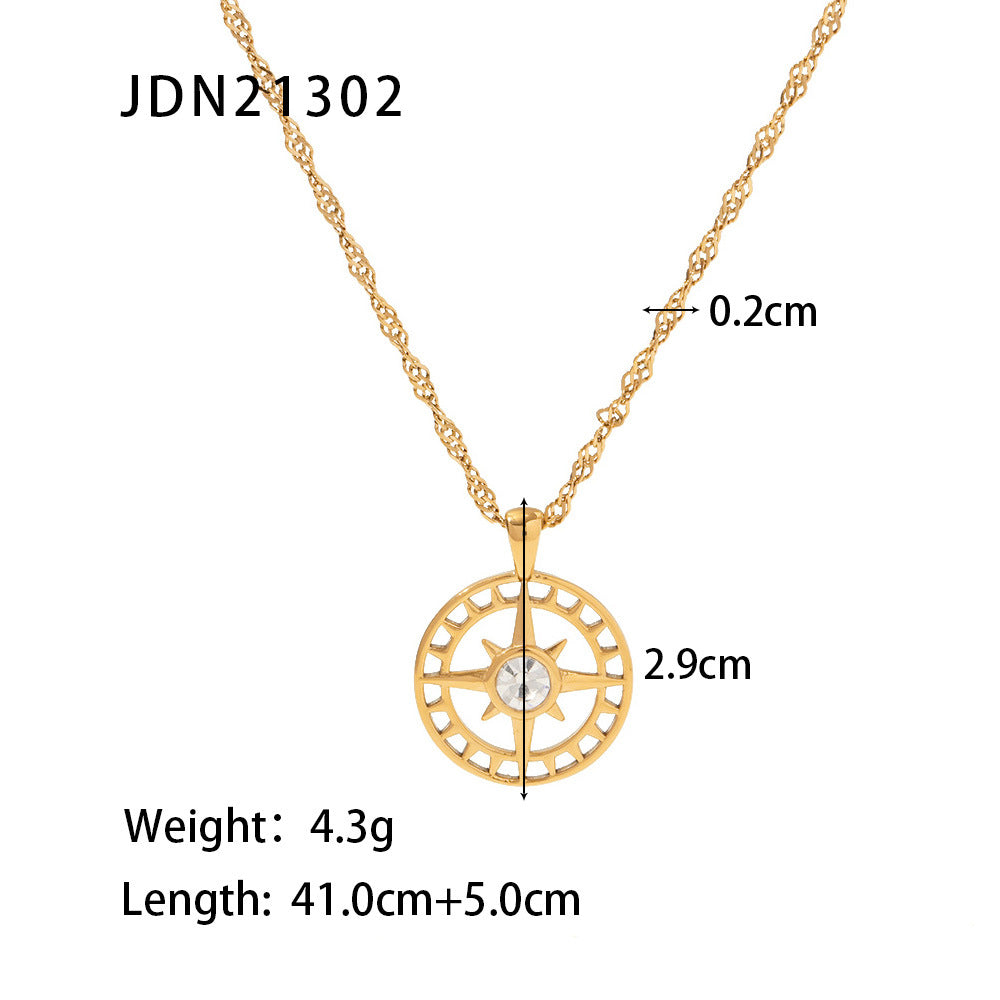 18K Gold-Plated Celestial & Heart Pendant Necklaces Set | Mother-of-Pearl & Crystal-Accented Retro Mystic Jewelry | INS-Style Layered Dainty Necklaces for Women | Versatile Daily Wear & Party Layering Accessories