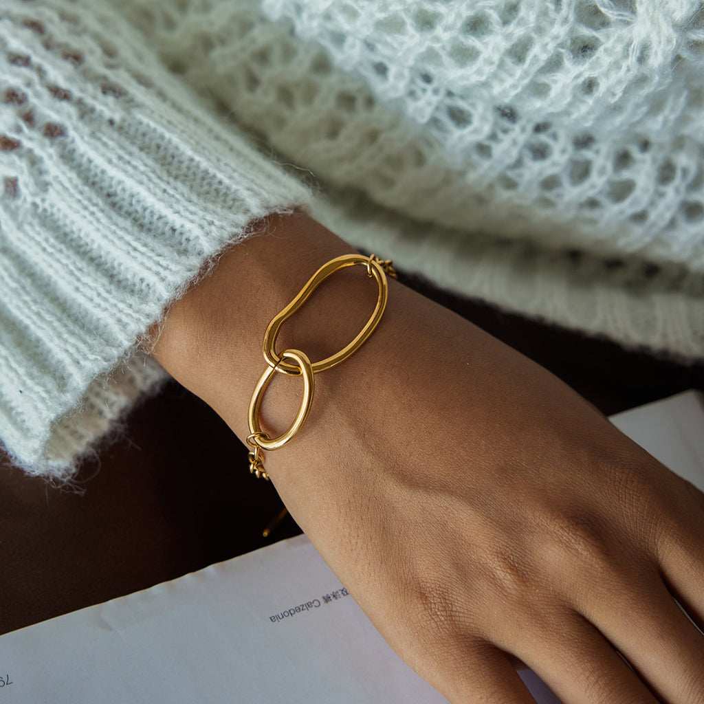 Gold Evil Eye Turquoise Jewelry Set - Layered Bracelets (Chain/Cuff) & Statement Ring | Boho Chic Statement Accessories for Women