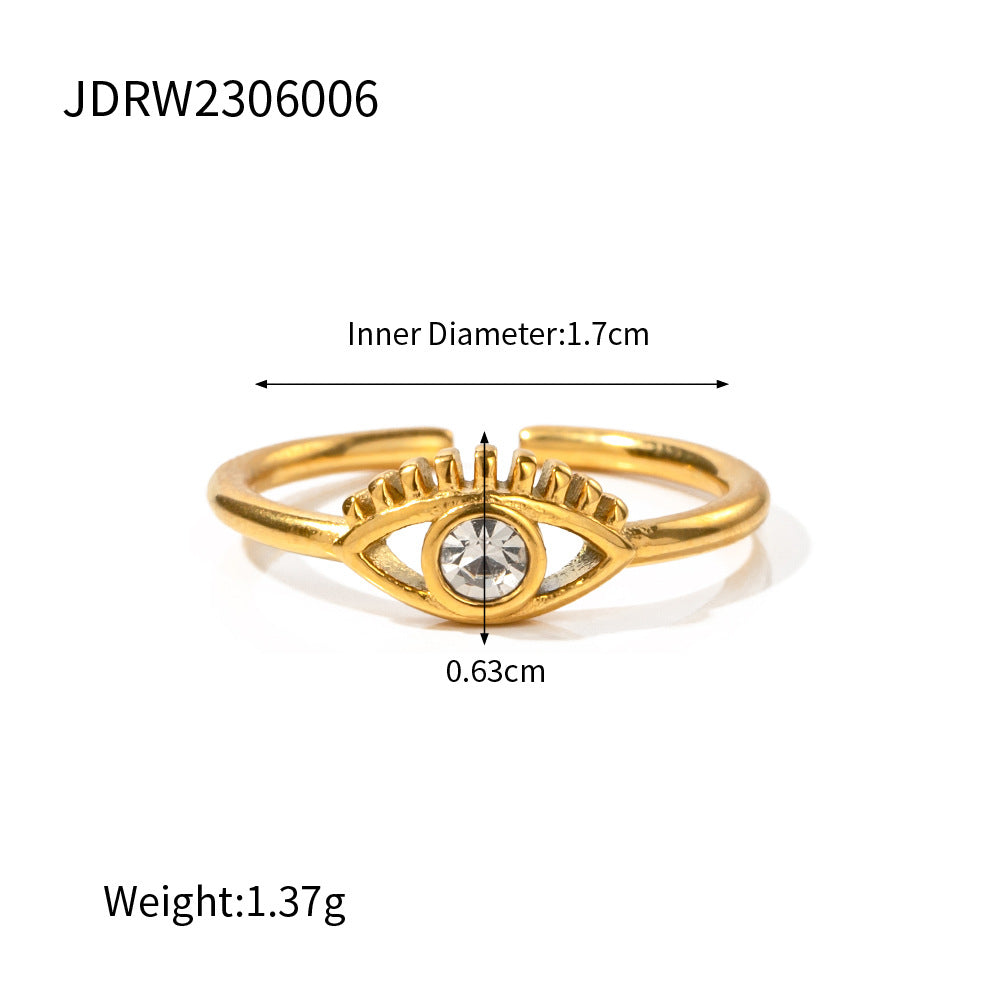 18k Gold Tone Evil Eye Ring Set - Crystal/Colorful Eye Designs | INS-Style Stackable Daily/Brunch Finger Jewelry for Women