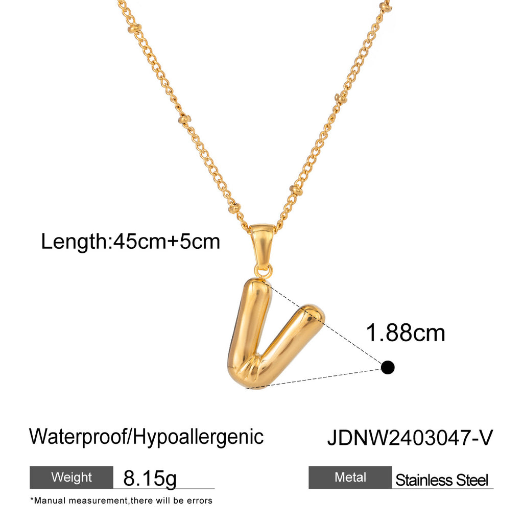 Gold 3D Playful Letter Pendant Necklace Set - Customizable Layered Initial Jewelry for Women (DIY Name/Word Styling, Daily/Casual Wear)