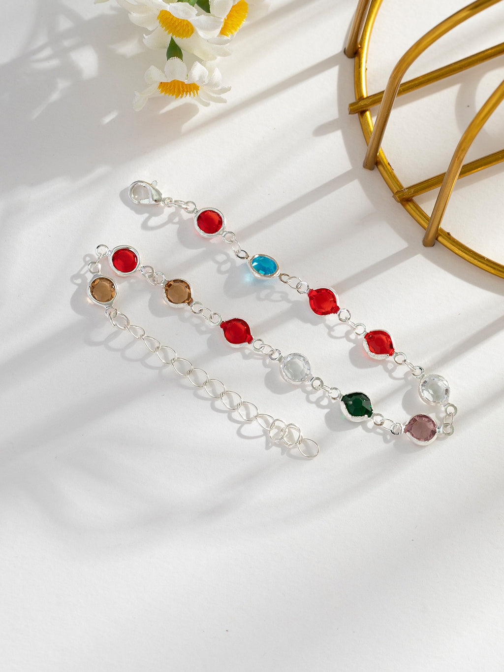 18k Gold Tone Multi-Layer Jewelry Set - Colorful Gem Necklace & Bracelet | INS-Style Daily/Brunch Accessories for Women