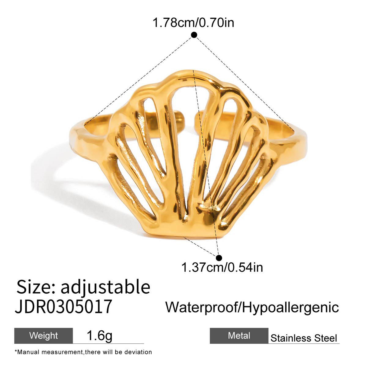 Gold Coastal-Chic Jewelry Set - Starfish/Shell/Coral Rings & Bracelet | Bold Ocean Motif Statement Accessories for Women (Beach/Daily/Brunch Wear)