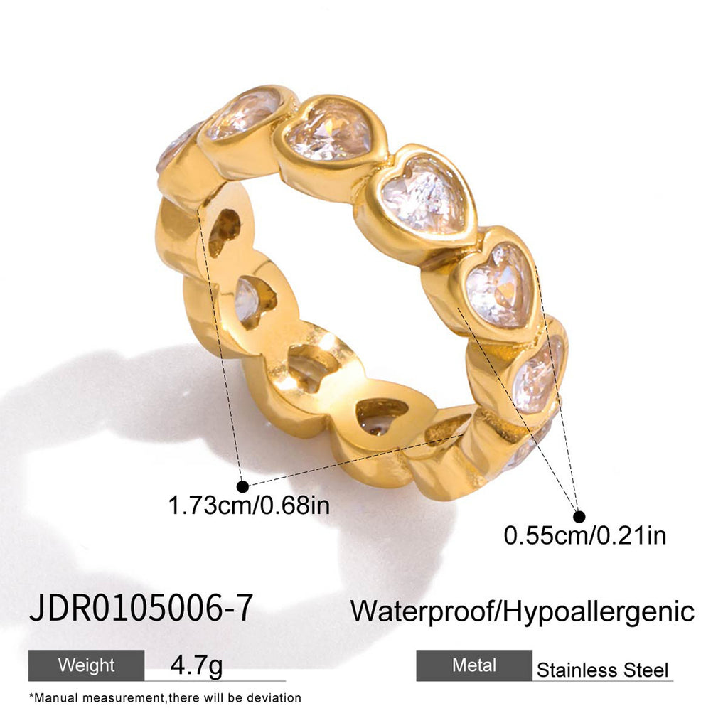 Gold Crystal Ring Set - Teardrop/Square/Heart/Circle Accents | 18k Gold Tone INS-Style Stackable Daily/Brunch Finger Jewelry for Women