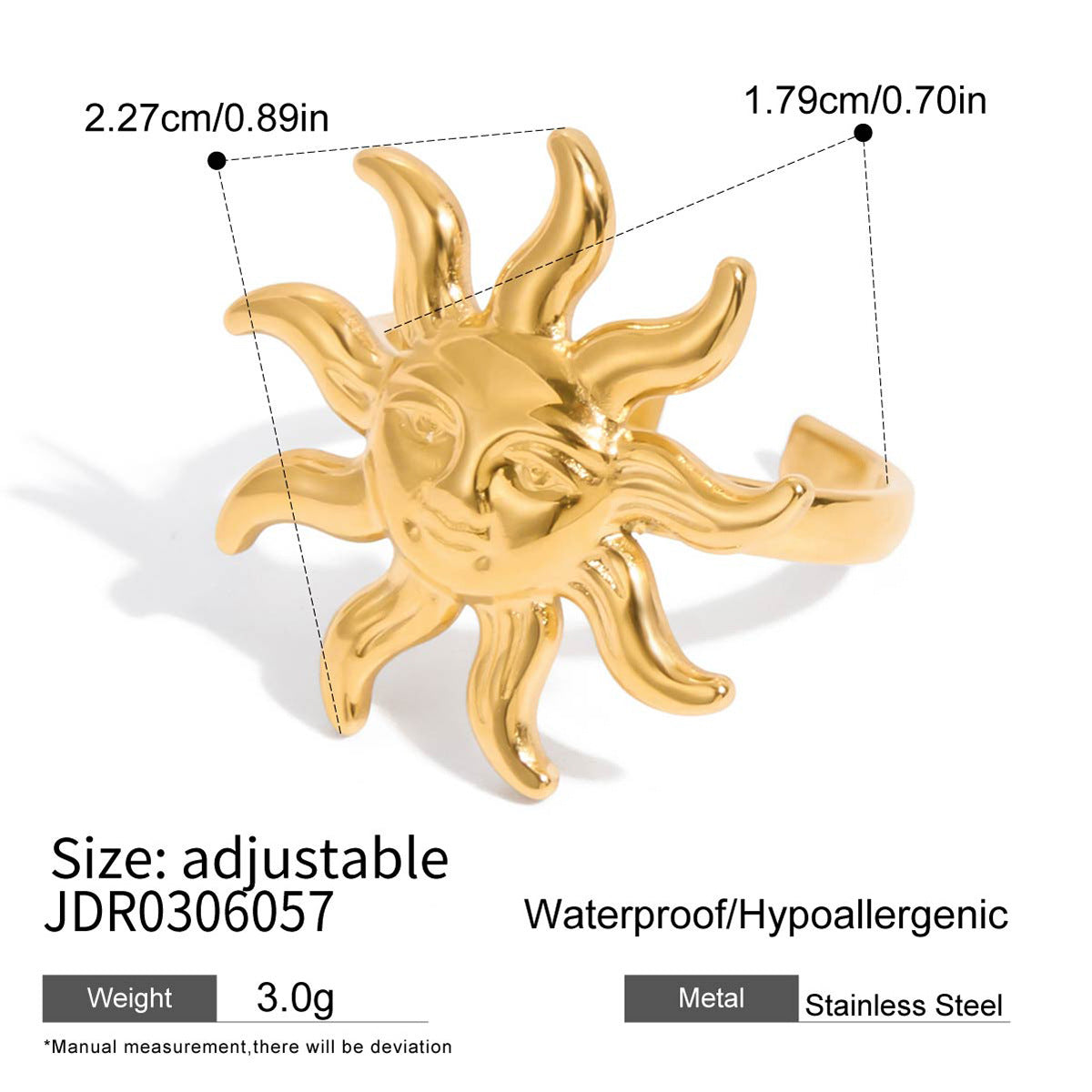 Gold Celestial Stackable Ring Set - Pearl Moon Sun Statement Jewelry for Women